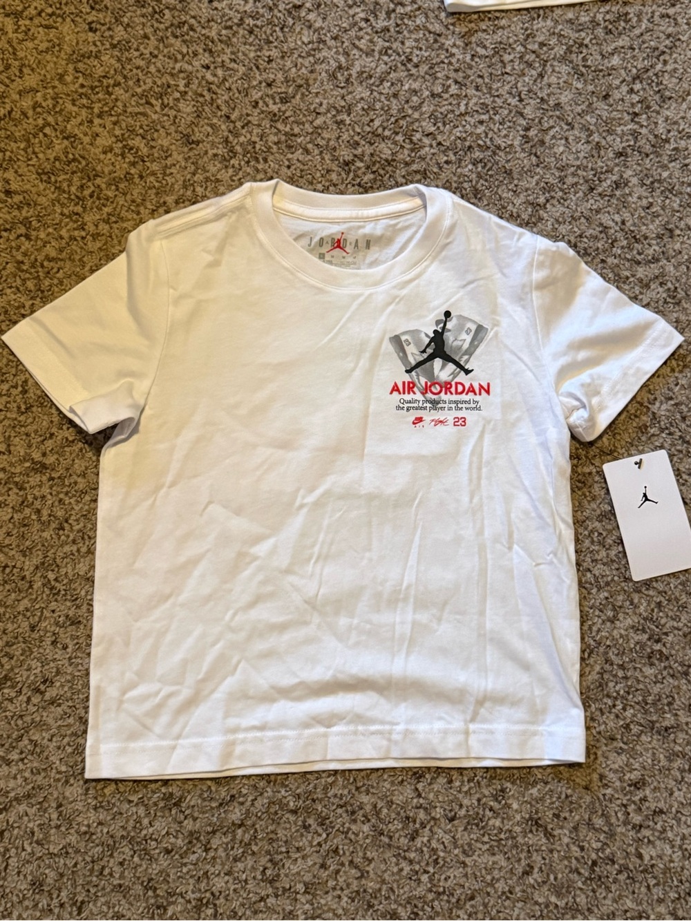Jordan White Tee with Black & Red Jumpman Graphic